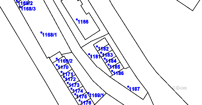 Parcela st. 1183 v KÚ Neštěmice, Katastrální mapa