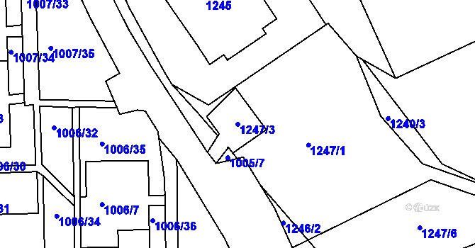 Parcela st. 1247/3 v KÚ Neštěmice, Katastrální mapa