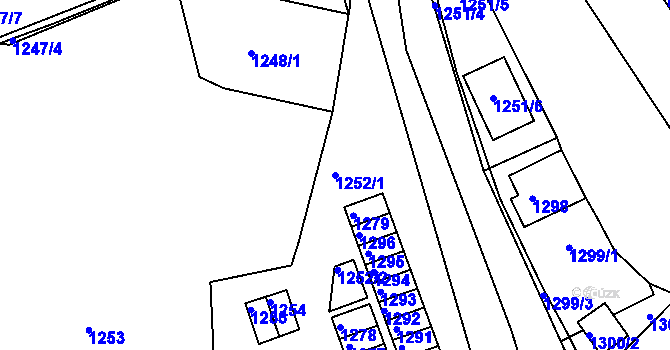 Parcela st. 1252/1 v KÚ Neštěmice, Katastrální mapa