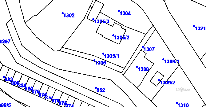 Parcela st. 1305/1 v KÚ Neštěmice, Katastrální mapa