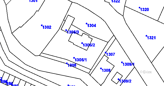 Parcela st. 1305/2 v KÚ Neštěmice, Katastrální mapa