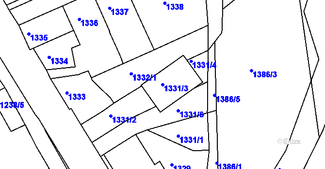 Parcela st. 1331/3 v KÚ Neštěmice, Katastrální mapa