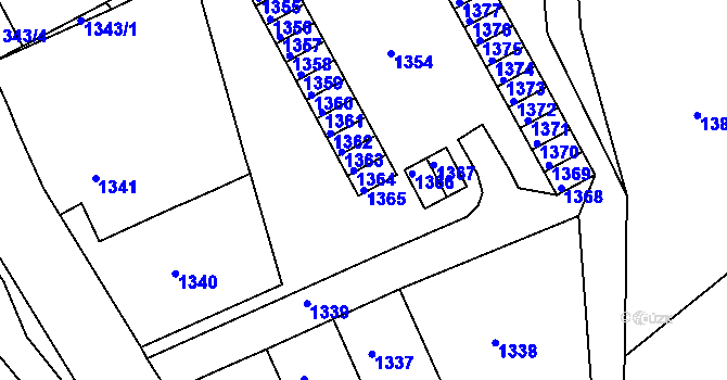 Parcela st. 1365 v KÚ Neštěmice, Katastrální mapa