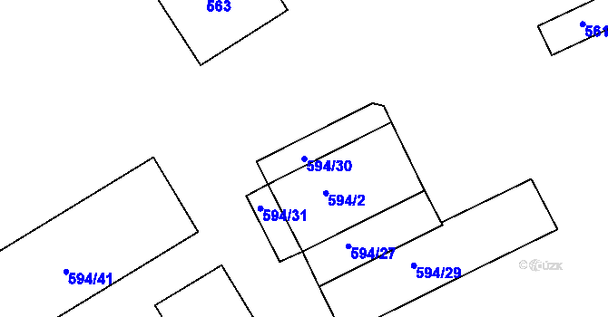 Parcela st. 594/30 v KÚ Neštěmice, Katastrální mapa
