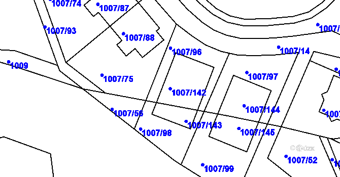 Parcela st. 1007/142 v KÚ Neštěmice, Katastrální mapa