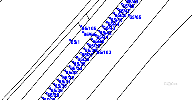 Parcela st. 65/103 v KÚ Neštěmice, Katastrální mapa
