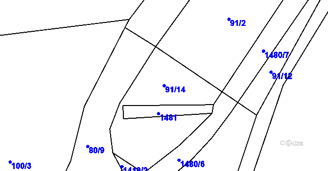 Parcela st. 91/14 v KÚ Neštětice, Katastrální mapa