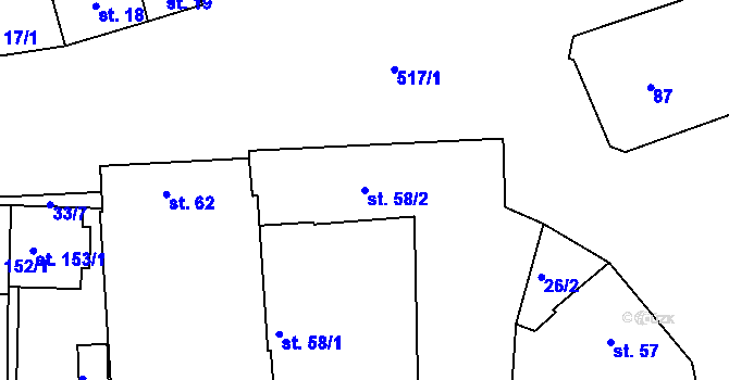 Parcela st. 58/2 v KÚ Nětčice, Katastrální mapa
