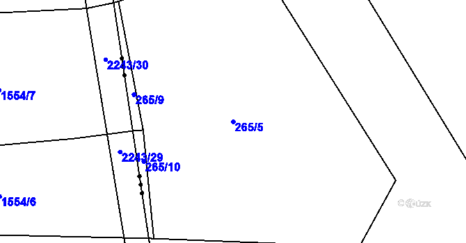 Parcela st. 265/5 v KÚ Nětčice, Katastrální mapa
