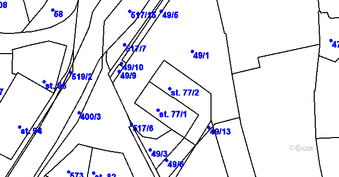 Parcela st. 77/2 v KÚ Nětčice, Katastrální mapa