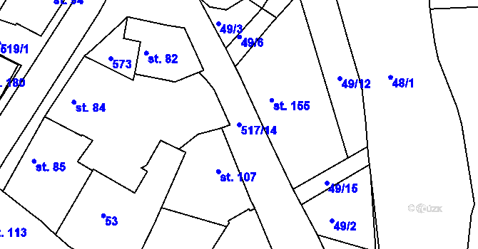 Parcela st. 517/14 v KÚ Nětčice, Katastrální mapa