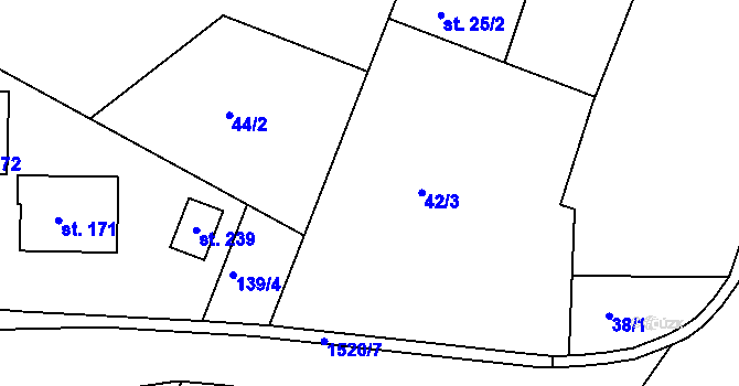 Parcela st. 42/3 v KÚ Netín, Katastrální mapa