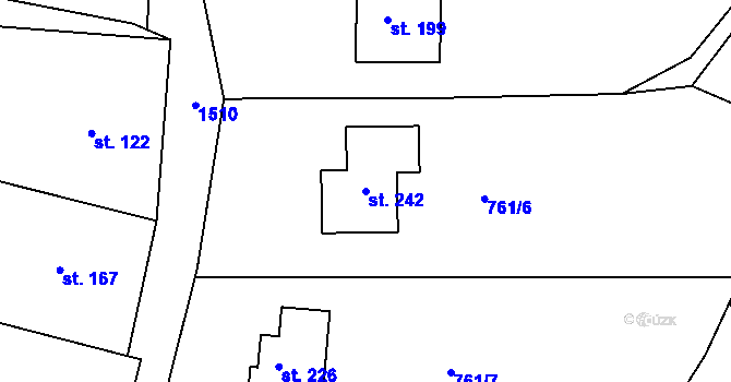 Parcela st. 242 v KÚ Netín, Katastrální mapa