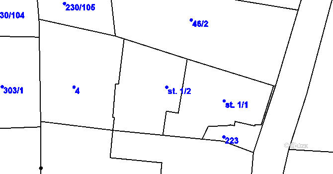 Parcela st. 1/2 v KÚ Záseka, Katastrální mapa