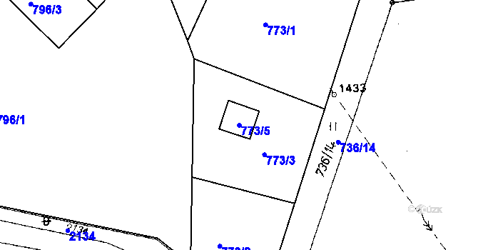 Parcela st. 773/5 v KÚ Netolice, Katastrální mapa