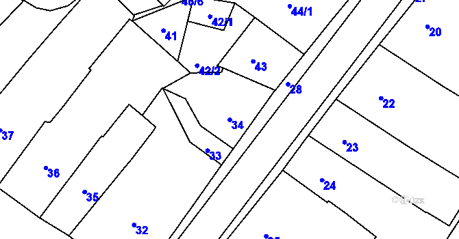 Parcela st. 34 v KÚ Netolice, Katastrální mapa