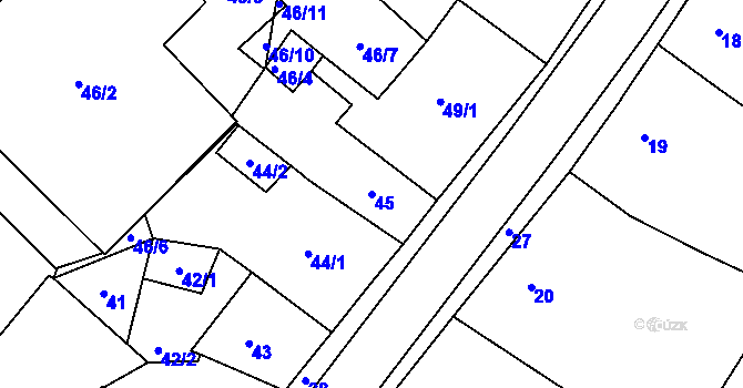 Parcela st. 45 v KÚ Netolice, Katastrální mapa