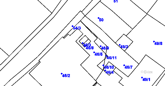 Parcela st. 46/3 v KÚ Netolice, Katastrální mapa