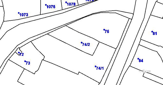 Parcela st. 74/2 v KÚ Netolice, Katastrální mapa