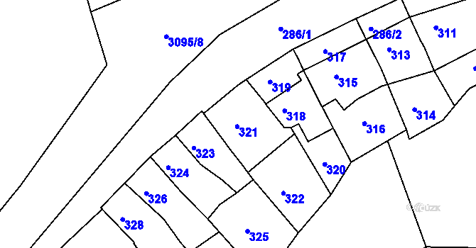 Parcela st. 321 v KÚ Netolice, Katastrální mapa