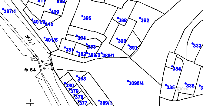 Parcela st. 389/1 v KÚ Netolice, Katastrální mapa