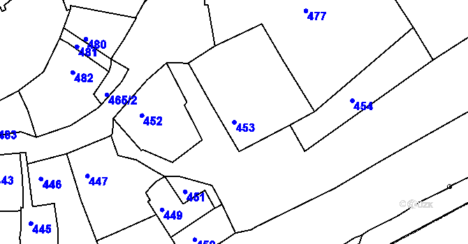 Parcela st. 453 v KÚ Netolice, Katastrální mapa