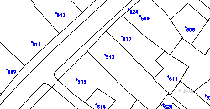 Parcela st. 512 v KÚ Netolice, Katastrální mapa