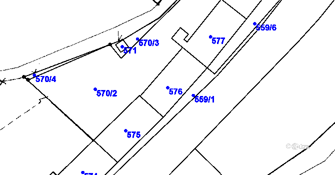 Parcela st. 576 v KÚ Netolice, Katastrální mapa