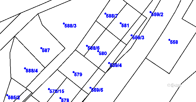 Parcela st. 580 v KÚ Netolice, Katastrální mapa