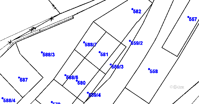 Parcela st. 581 v KÚ Netolice, Katastrální mapa