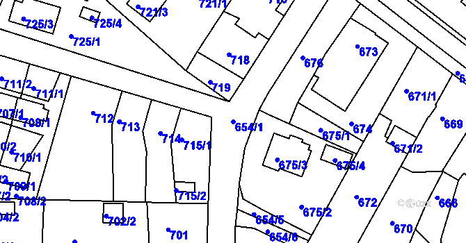 Parcela st. 654/1 v KÚ Netolice, Katastrální mapa