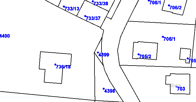 Parcela st. 654/7 v KÚ Netolice, Katastrální mapa