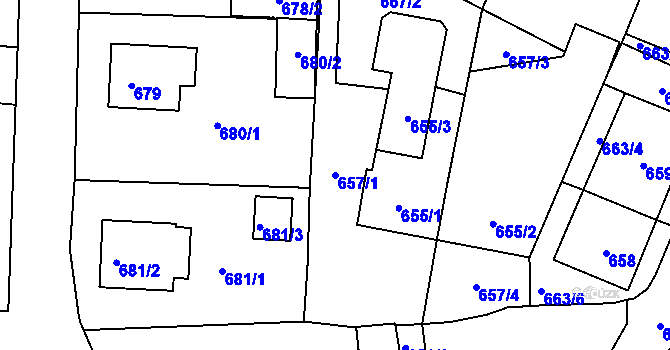 Parcela st. 657/1 v KÚ Netolice, Katastrální mapa