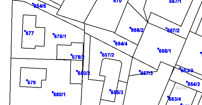 Parcela st. 657/2 v KÚ Netolice, Katastrální mapa