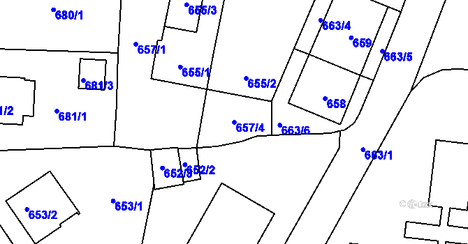 Parcela st. 657/4 v KÚ Netolice, Katastrální mapa