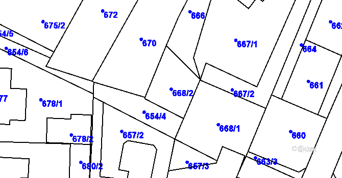 Parcela st. 668/2 v KÚ Netolice, Katastrální mapa