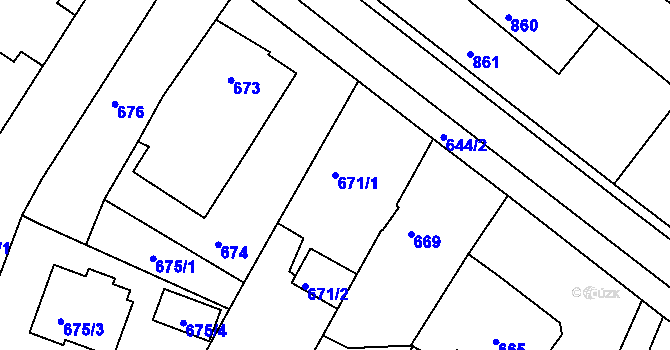Parcela st. 671/1 v KÚ Netolice, Katastrální mapa