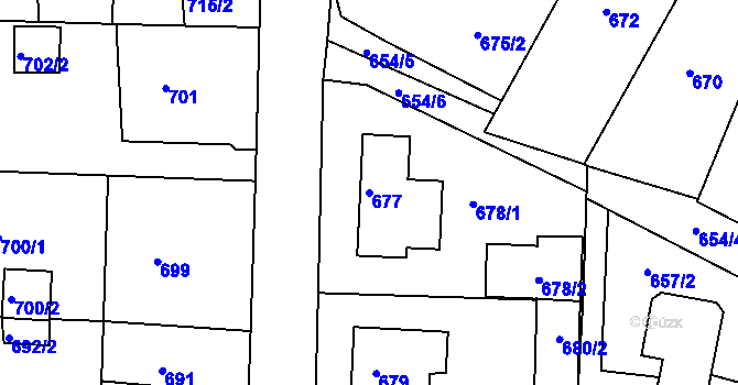 Parcela st. 677 v KÚ Netolice, Katastrální mapa