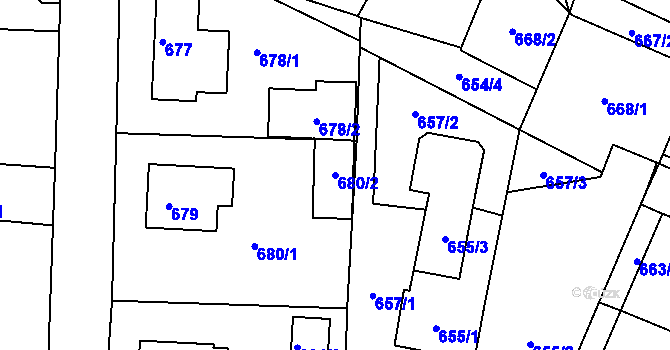 Parcela st. 680/2 v KÚ Netolice, Katastrální mapa