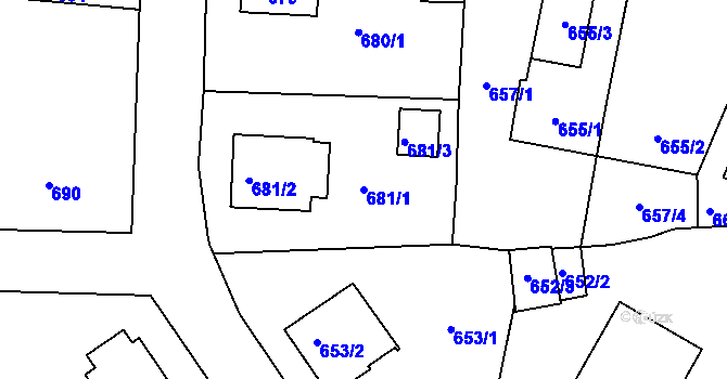 Parcela st. 681/1 v KÚ Netolice, Katastrální mapa