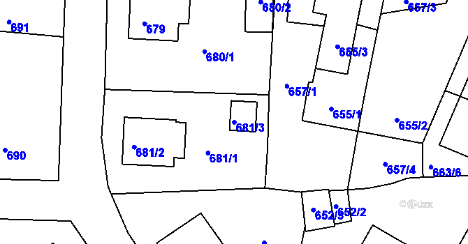 Parcela st. 681/3 v KÚ Netolice, Katastrální mapa
