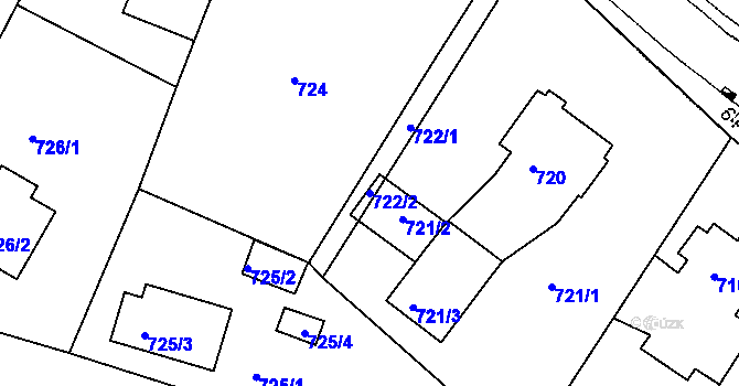 Parcela st. 722/2 v KÚ Netolice, Katastrální mapa