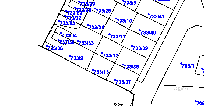 Parcela st. 733/12 v KÚ Netolice, Katastrální mapa