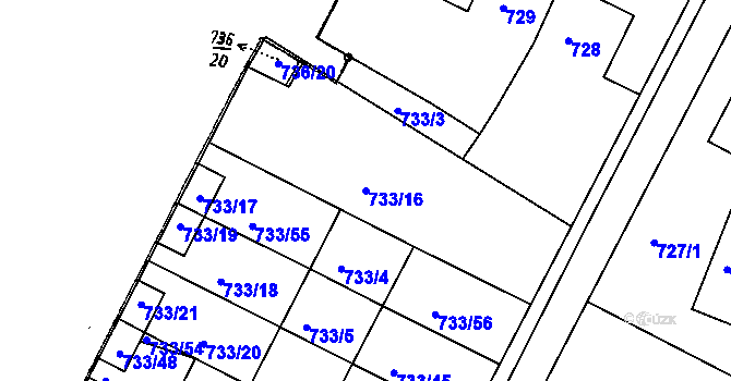 Parcela st. 733/16 v KÚ Netolice, Katastrální mapa