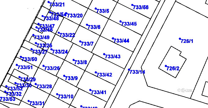 Parcela st. 733/43 v KÚ Netolice, Katastrální mapa