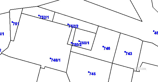 Parcela st. 750/1 v KÚ Netolice, Katastrální mapa