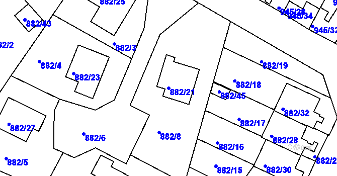 Parcela st. 882/21 v KÚ Netolice, Katastrální mapa