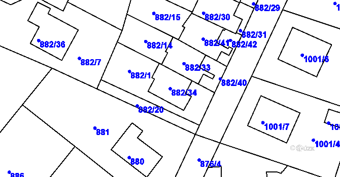 Parcela st. 882/34 v KÚ Netolice, Katastrální mapa