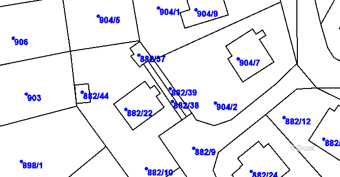 Parcela st. 882/39 v KÚ Netolice, Katastrální mapa
