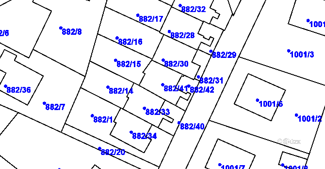 Parcela st. 882/41 v KÚ Netolice, Katastrální mapa